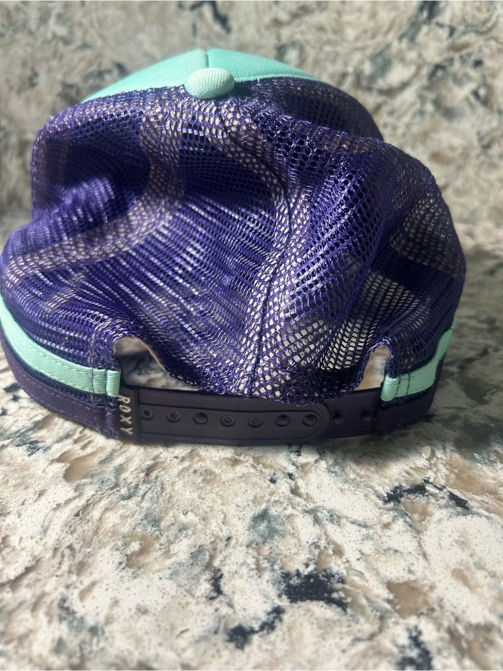 Y2K Roxy Mint and Purple Logo Trucker/surf Hat size small